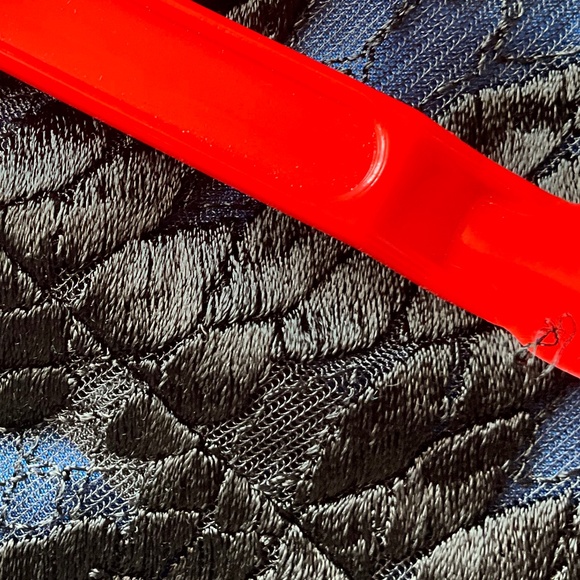 Carlisle Sheer Lace Silk Event Party Top Holiday Elegant Cobalt Blue Black 8 - Picture 10 of 11